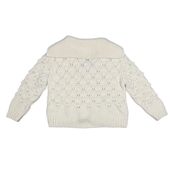 Zara Chunky Knit Sweater Button Front Cardigan Off White/Cream Womens Sz Medium - Picture 4 of 16